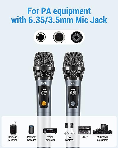 Dual Wireless Karaoke Microphones with UHF Receiver