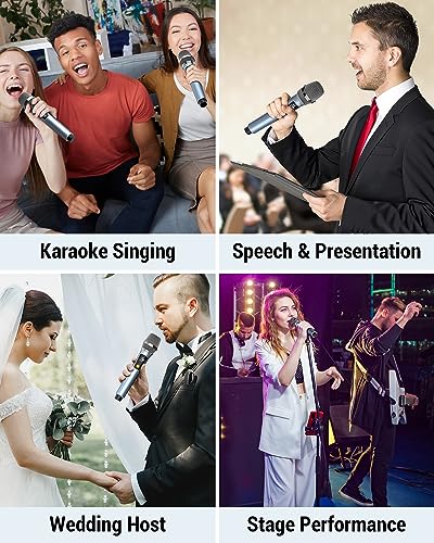 Dual Wireless Karaoke Microphones with UHF Receiver