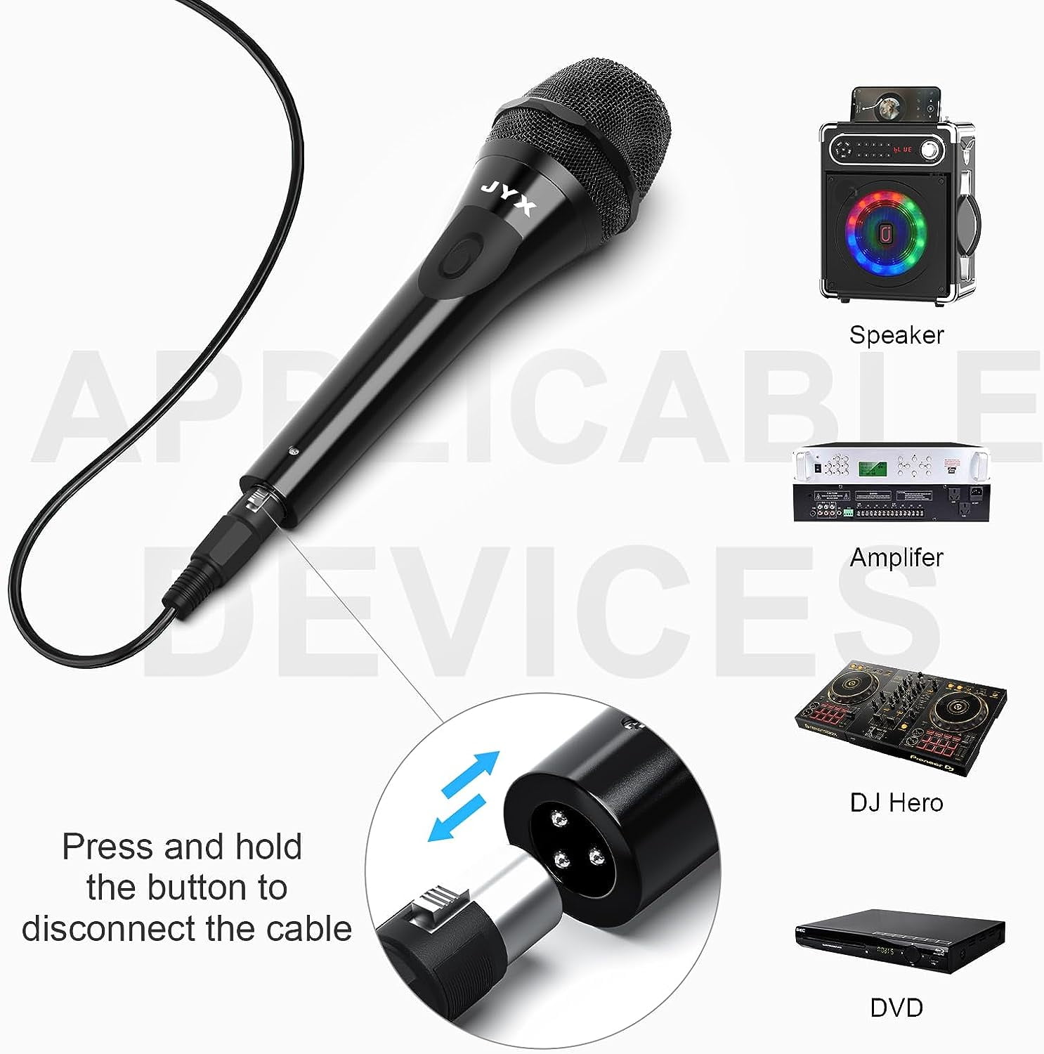 JYX Unidirectional Karaoke Dynamic Handheld Microphone