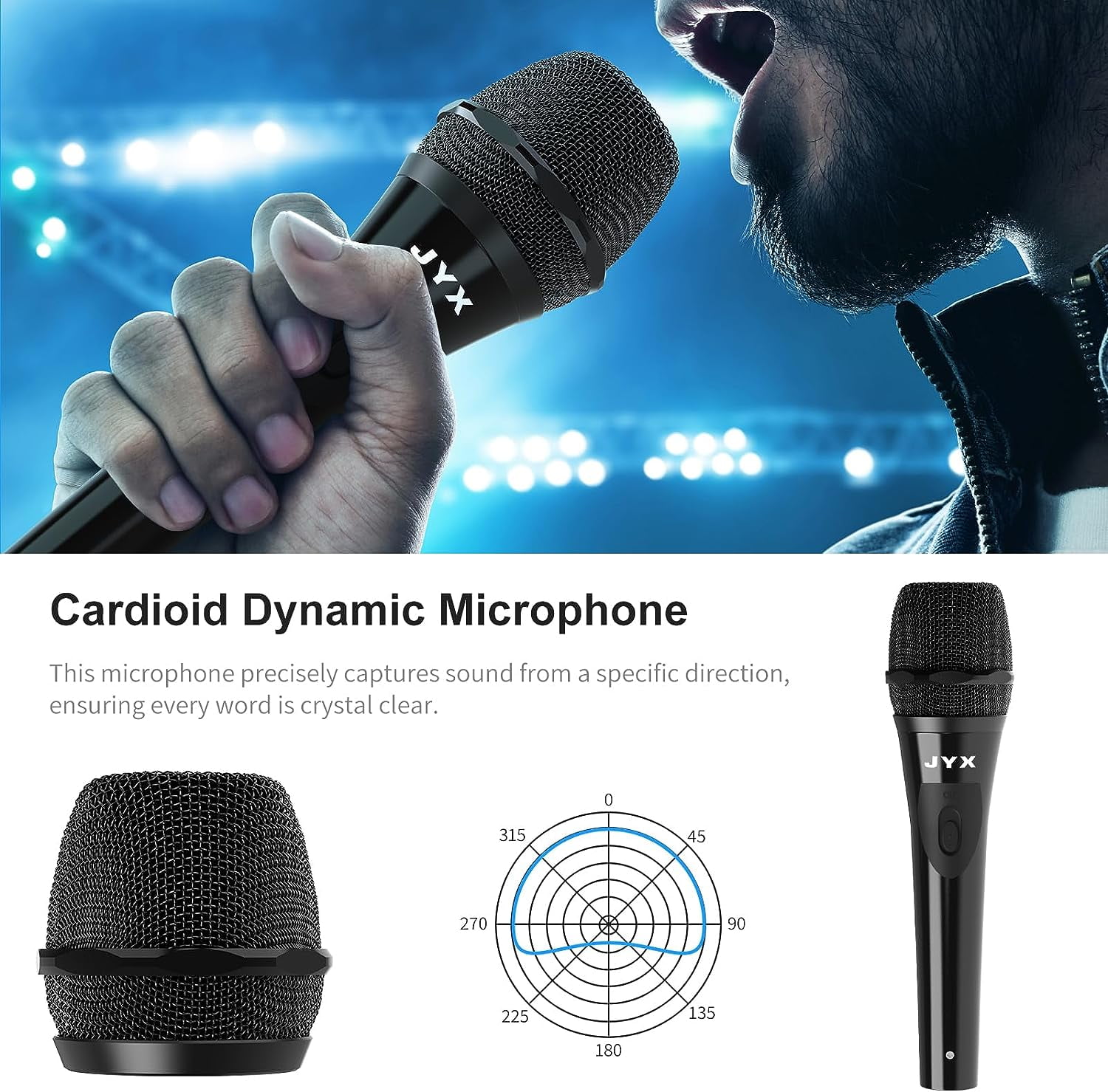 JYX Unidirectional Karaoke Dynamic Handheld Microphone