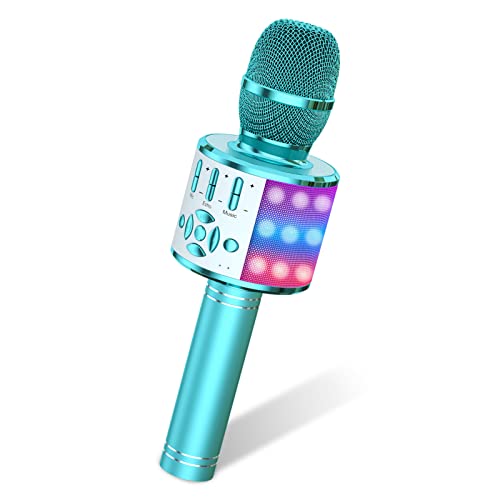 Amazmic Kids Bluetooth Karaoke Microphone with LEDs