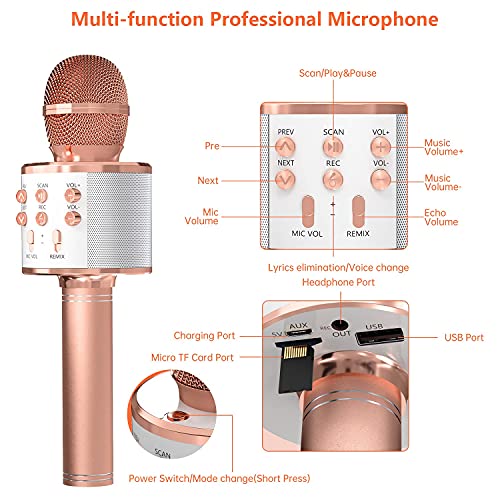 OVELLIC Wireless Bluetooth Karaoke Microphones for Kids