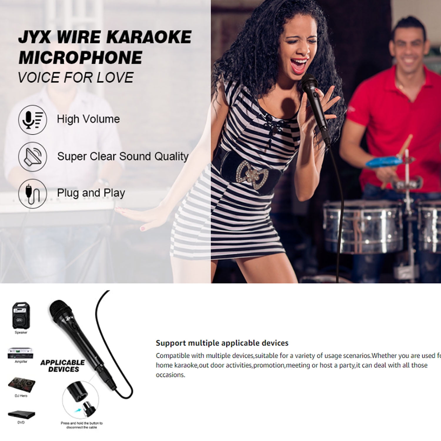JYX Unidirectional Karaoke Dynamic Handheld Microphone
