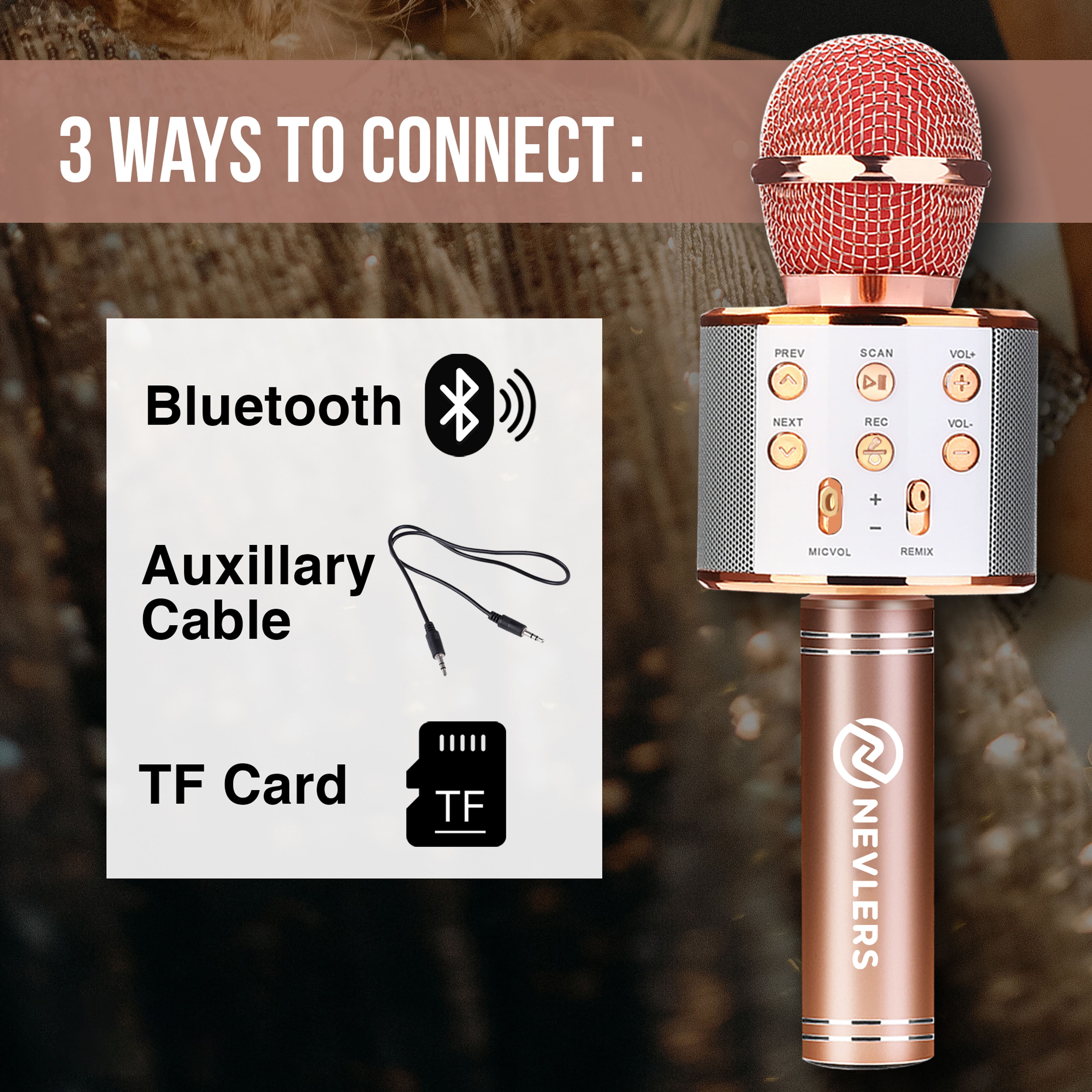 Wireless Bluetooth Karaoke Microphone in Rose Gold