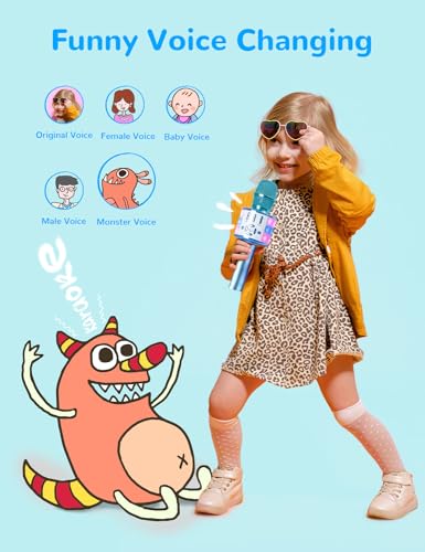 Amazmic Kids Bluetooth Karaoke Microphone with LEDs
