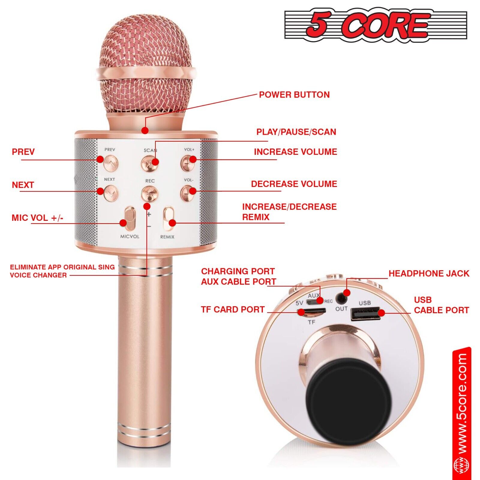 Wireless Bluetooth Karaoke Microphone for Kids