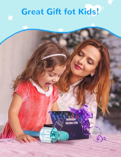 Amazmic Kids Bluetooth Karaoke Microphone with LEDs