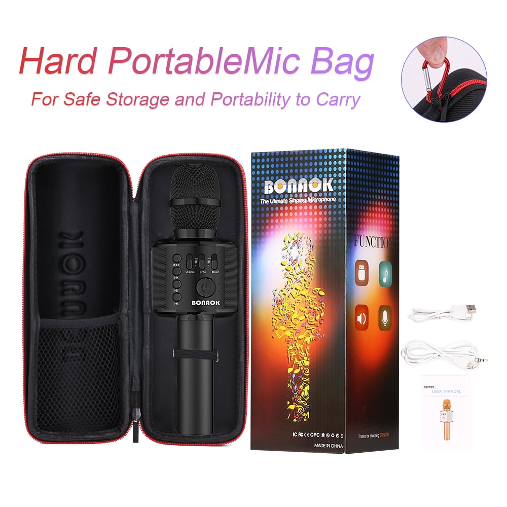 BONAOK 3-in-1 Bluetooth Karaoke Microphone (Black)