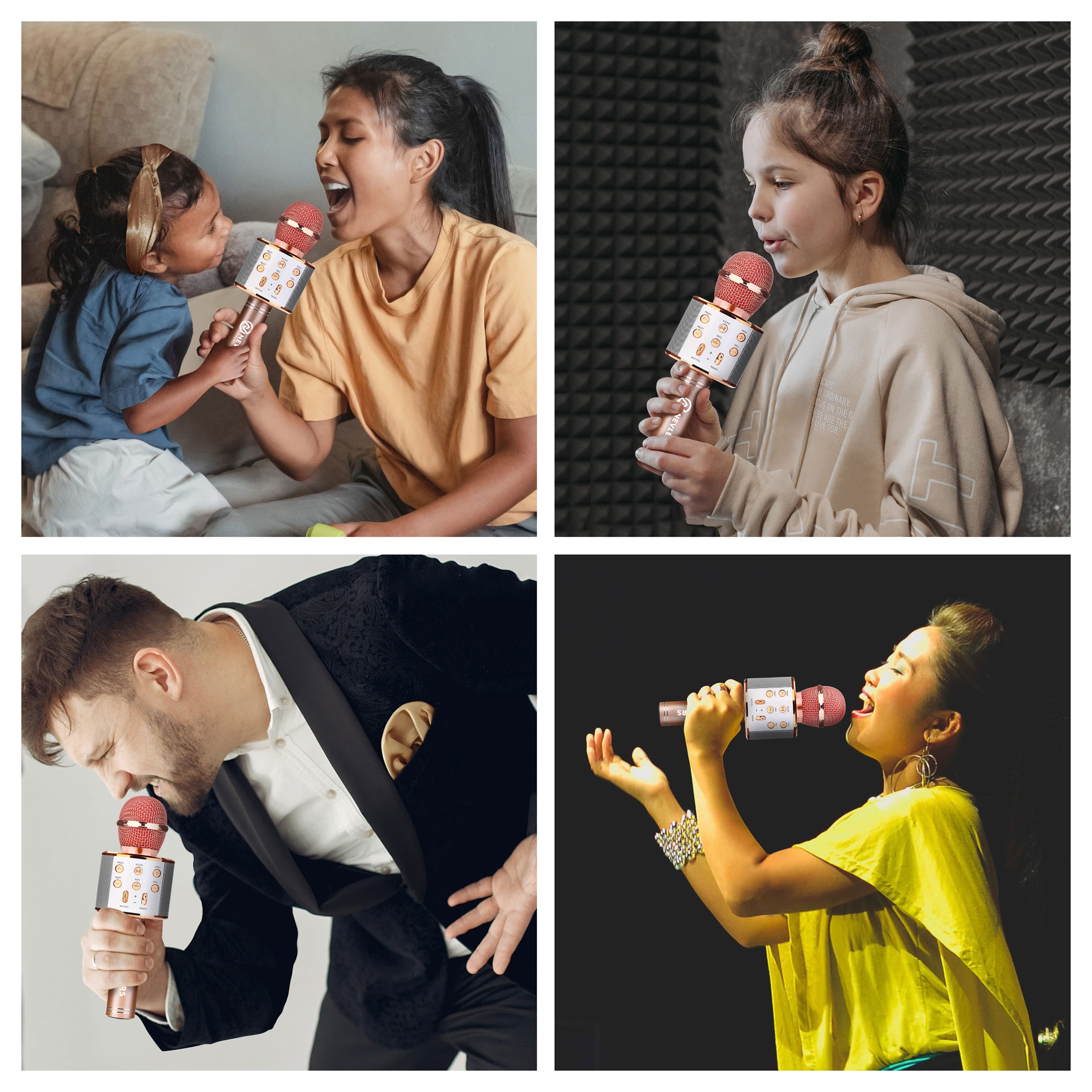 Wireless Bluetooth Karaoke Microphone in Rose Gold