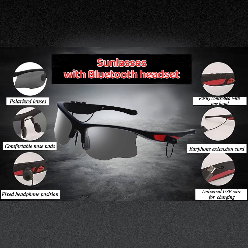 Sevenlady Bluetooth Sports Sunglasses with Built-In Headphones