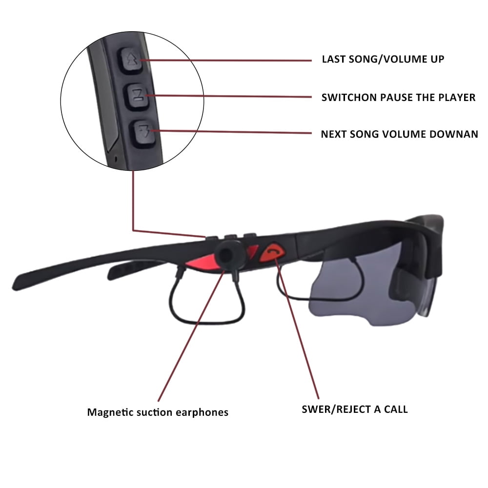Sevenlady Bluetooth Sports Sunglasses with Built-In Headphones