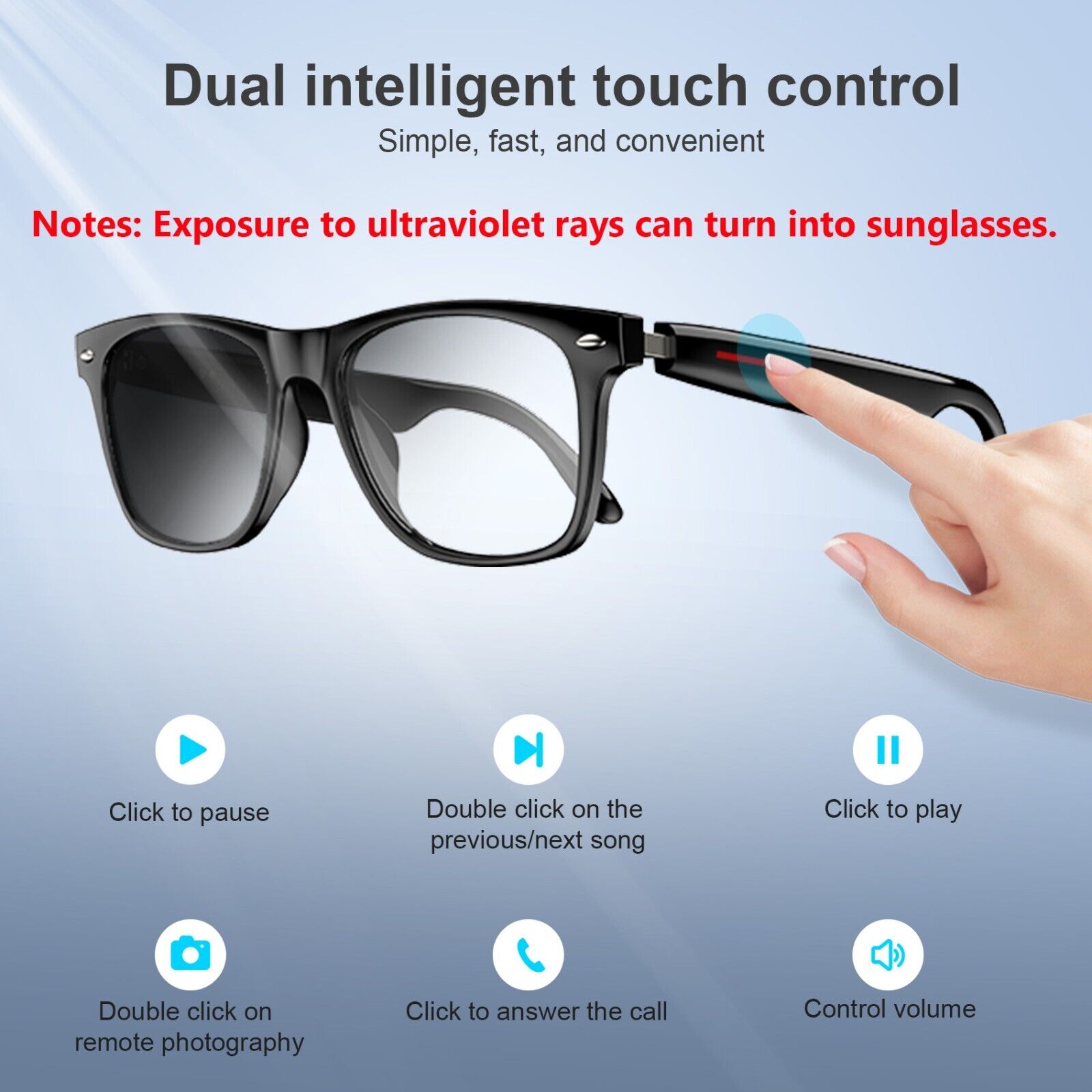 Bluetooth Smart Glasses with Audio and Camera