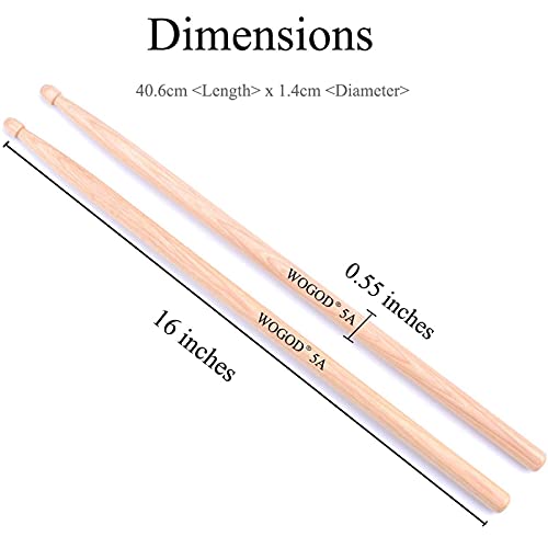 WOGOD 5A Maple Drumsticks - Two Pairs
