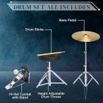 5-Piece Adult Drum Set with Full-Size Drums