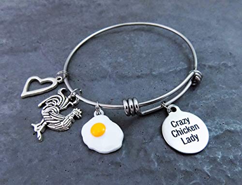 Crazy Chicken Lady Stainless Steel Charm Bracelet