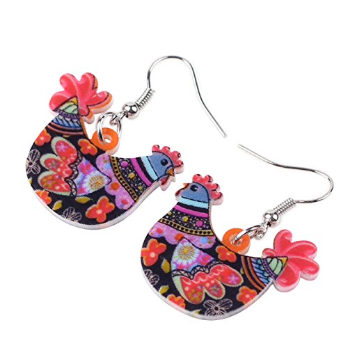 Bonsny Chicken Earrings - Fun Farm Design Gift