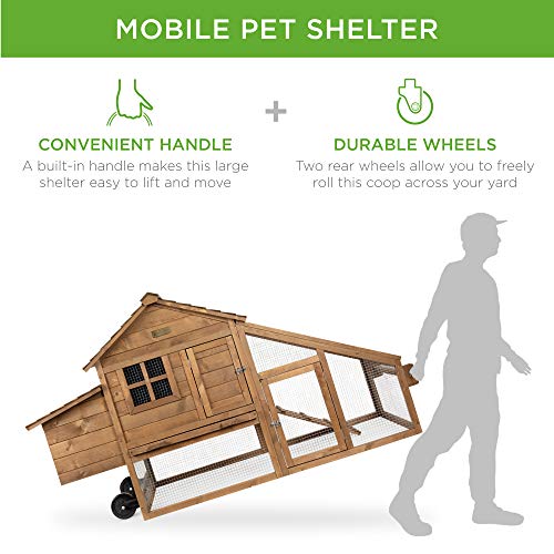 70in Mobile Fir Wood Chicken Coop for 3-5 Hens