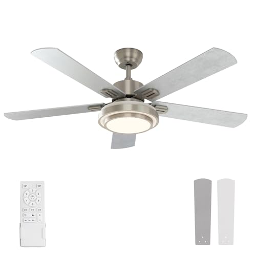 52" Brushed Nickel Ceiling Fan with Lights & Remote