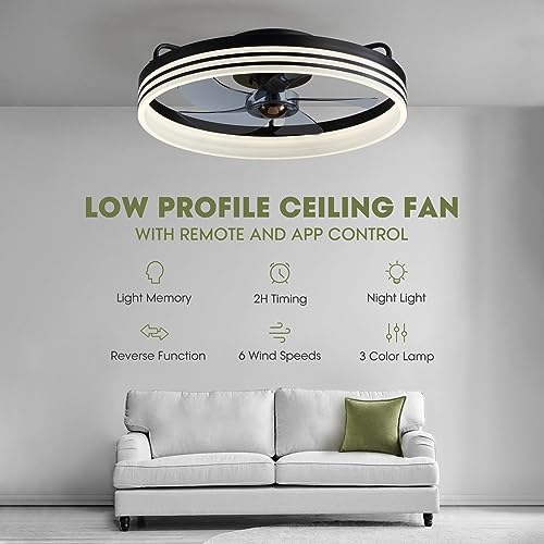 Smart Low Profile Ceiling Fan with Lights and Remote