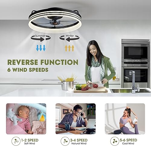 Smart Low Profile Ceiling Fan with Lights and Remote
