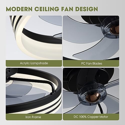 Smart Low Profile Ceiling Fan with Lights and Remote