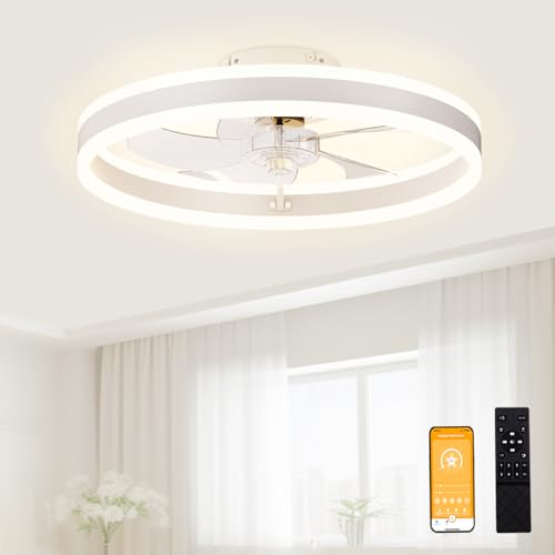 VOLISUN 19.7in Flush Mount Ceiling Fans with Lights