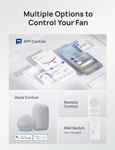 Smart Ceiling Fan with Lights, Remote Control, Quiet