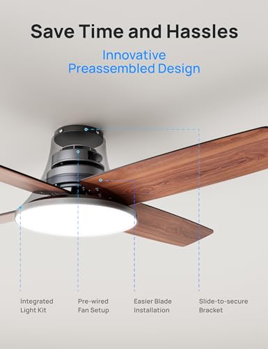 Smart Ceiling Fan with Lights, Remote Control, Quiet