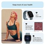 Fitbit Versa 4 Smartwatch - Blue/Platinum, All Day Tracking