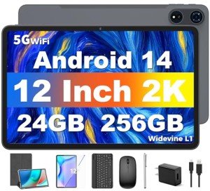 12-Inch Android Tablet with Keyboard and 2K Display