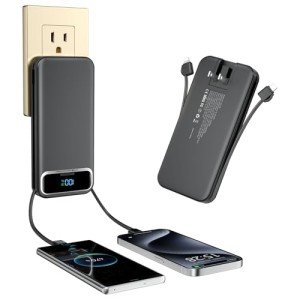 12000mAh Portable Charger with Built-in Cables