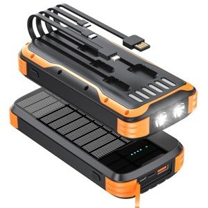 MINRISE 40000mAh Solar Power Bank with 4 Cables