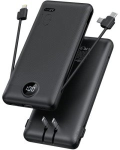 VRURC 10000mAh Portable Charger with Built-in Cables