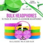 Colorful Classroom Headphones - 10 Pack Set