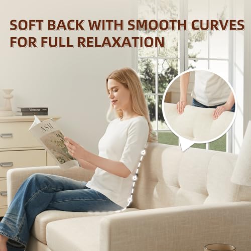 65" Mid-Century Modern Loveseat Couch Beige