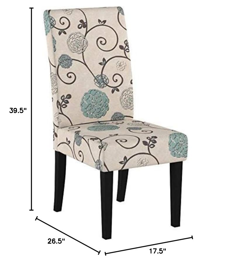 Floral White and Blue Dining Chairs (2-Pcs Set)