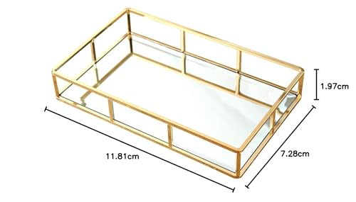 PuTwo Gold Mirror Vanity Tray Organizer