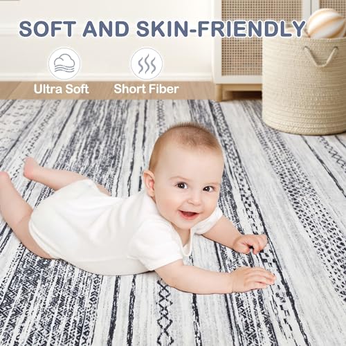 Boho Moroccan Neutral Area Rug - 5x7