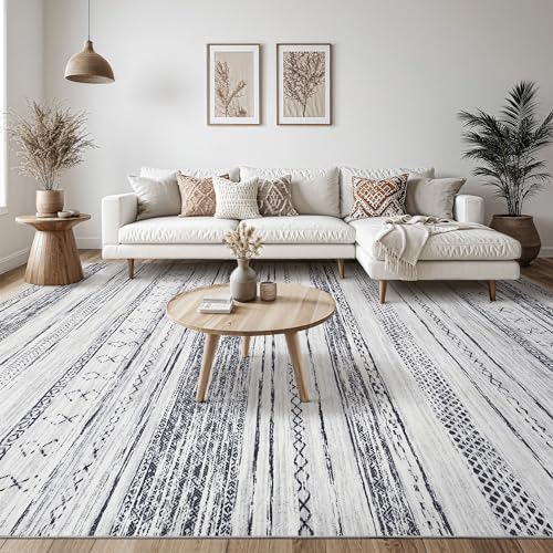 Boho Moroccan Neutral Area Rug - 5x7