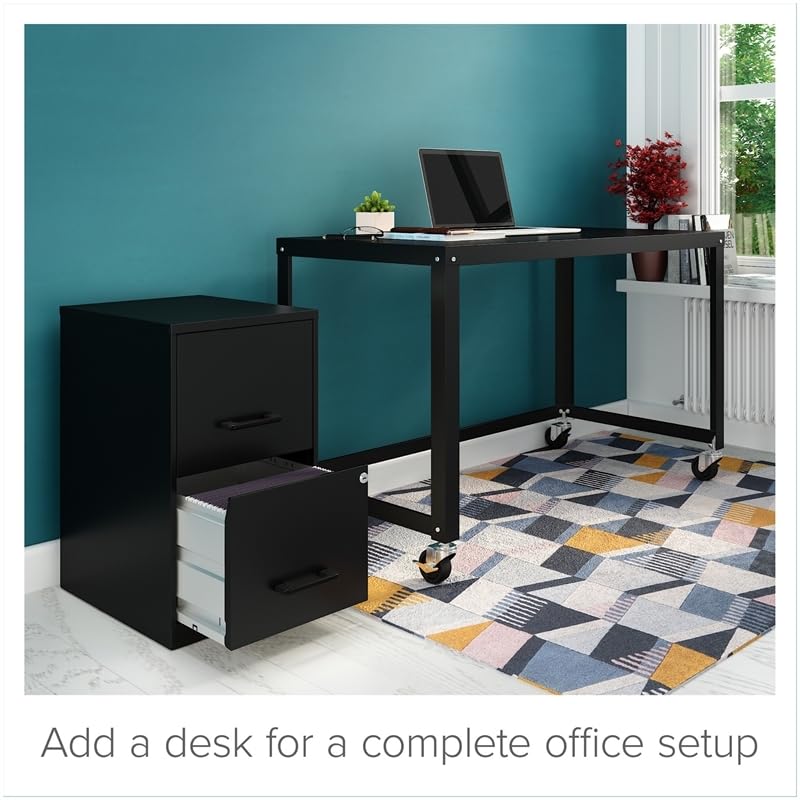 Black Metal 2 Drawer File Cabinet