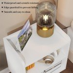 Mid-century Modern White Nightstand with Storage Shelf