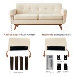 65" Mid-Century Modern Loveseat Couch Beige