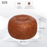 Handmade Moroccan Round Pouf Ottoman Seat - Brown