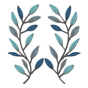 Vintage Blue Tree Leaf Wall Art Set