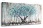 Teal Blue Tree of Life Wall Art Canvas
