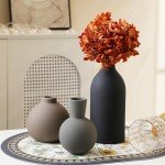 Rustic Ceramic Vase Set for Home Decor