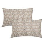 Beige Floral Block Print Pillow Covers - Set of 2