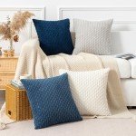 Boho Striped Corduroy Throw Pillow Covers - Set of 4