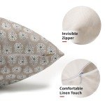 Beige Floral Block Print Pillow Covers - Set of 2