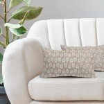 Beige Floral Block Print Pillow Covers - Set of 2